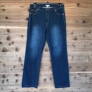 Woman Within Wide Leg Stretch Jean in Midnight Sanded 14W TALL